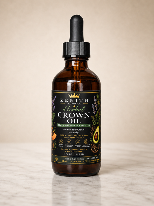 Herbal Crown Oil botanical hair blend for locs, braids, twists, and natural hair