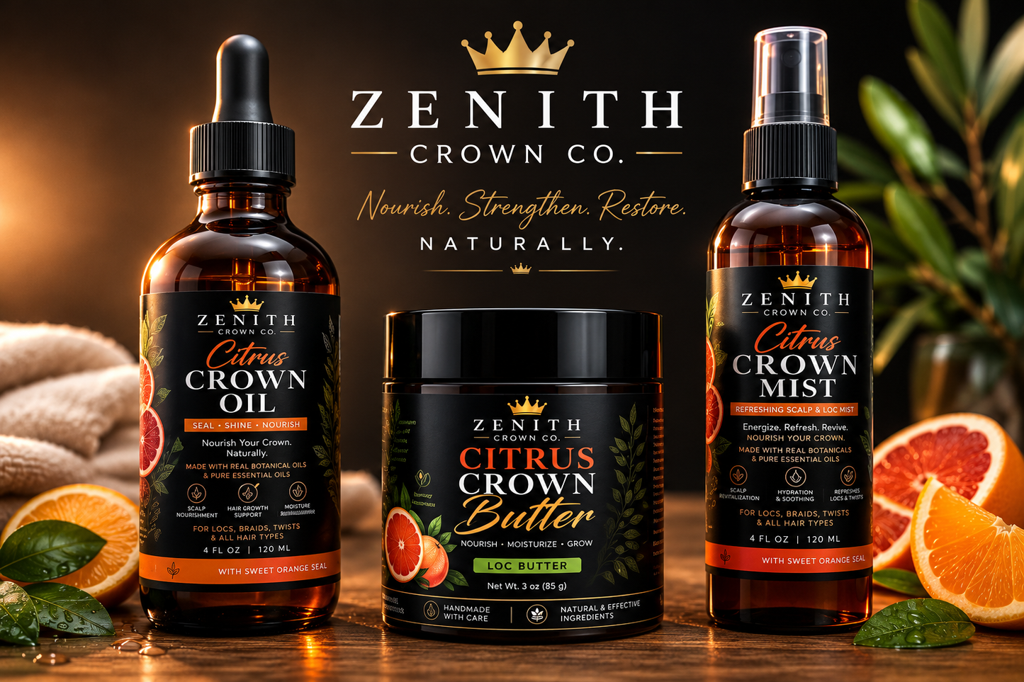 Citrus Crown Oil for Locs & Natural Hair | Zenith Crown Co.